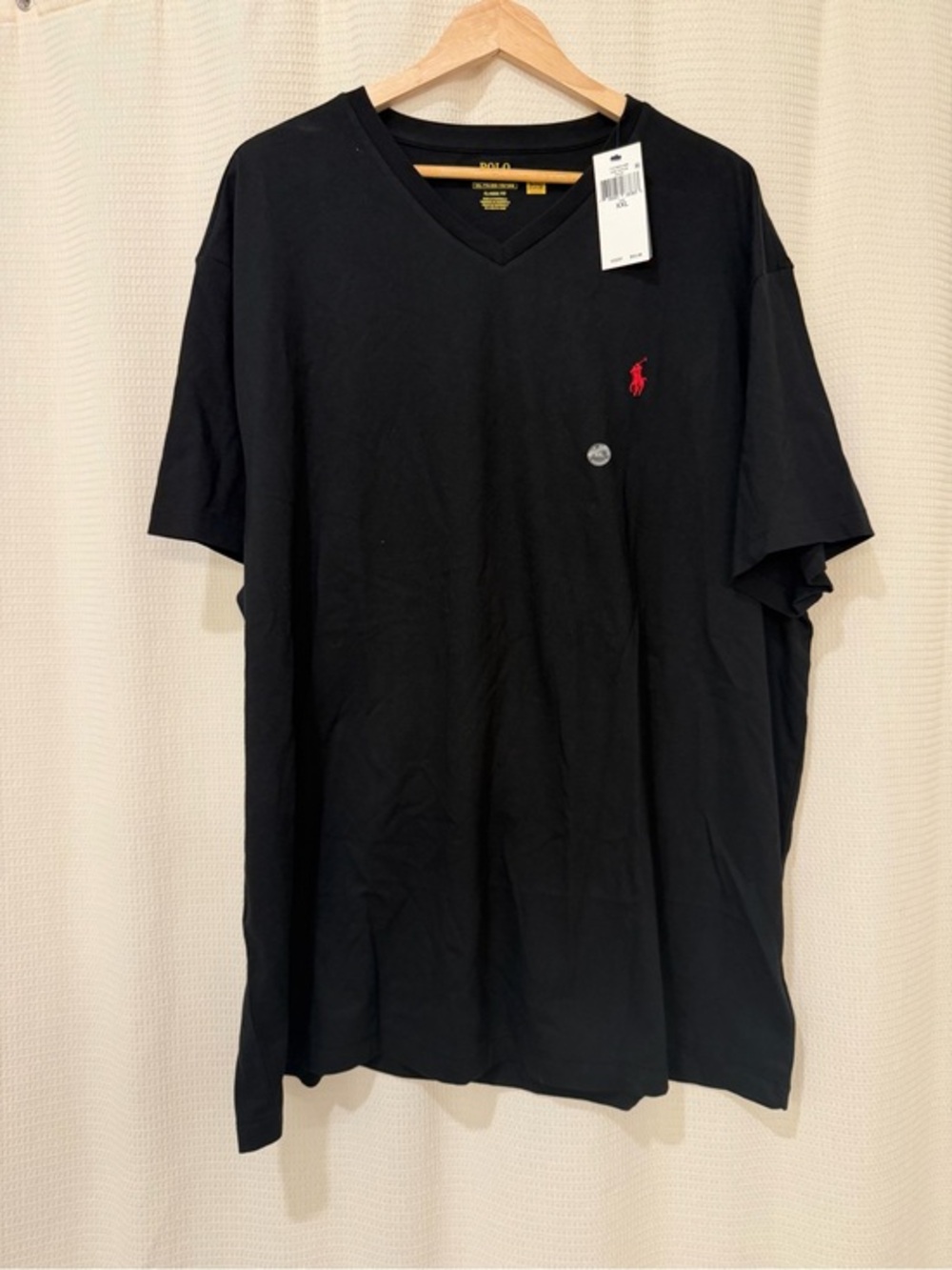 Polo Ralph Lauren Men’s Black V Neck T-Shirt Red Pony Logo XXL Classic Fit NWT